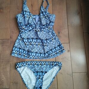 SUNSET SEPARATES  Blue Swimsuit 2‎ Piece Size Large